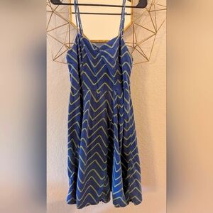 L Xhilaration Spaghetti Strap Blue and Green Chevron Dress